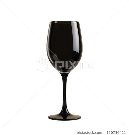 Elegant black glass wine glass on a white background, perfect for sophisticated dining experiences and special occasions 130736421