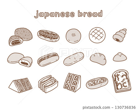 時尚手繪日式麵包套裝 130736836