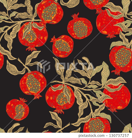 seamless pattern with hand drawn berries 130737257