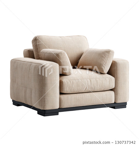Cozy and Stylish Upholstered Armchair with Soft Fabric in Neutral Tones for Modern Living Room Decor Cozy and Stylish Upholstered Armchair with Soft Fabric in Neutral Tones for Modern Living Room Decor 130737342