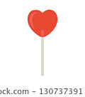 Cartoon groovy valentine heart shaped pink lollipop wrapped 130737391