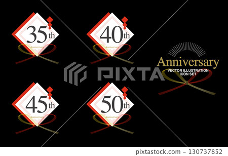 插畫素材：日式週年紀念標誌集第35至50屆、水引、Noshi 130737852