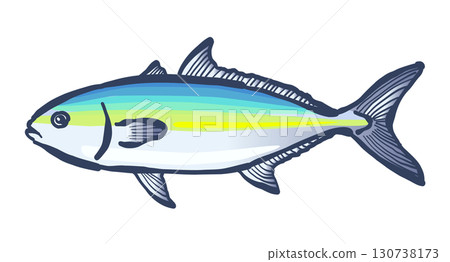 魚「黃尾魚」的毛筆畫 魚「黃尾魚」的毛筆畫 130738173