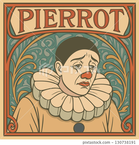 Pierrot clown. Vintage poster in art nouveau style Pierrot clown. Vintage poster in art nouveau style 130738191