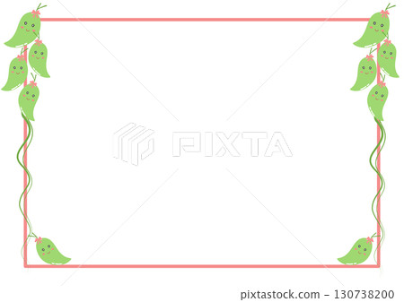 Cute mango with pink line frame, A4 paper background  130738200
