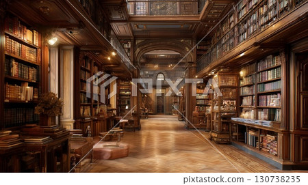 宏偉的歐式古典圖書館內部 宏偉的歐式古典圖書館內部 130738235