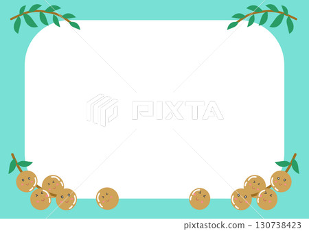 Cute longan with blue frame, A4 paper background  130738423