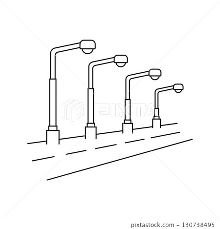 Street lamp line icon vector flat design 130738495