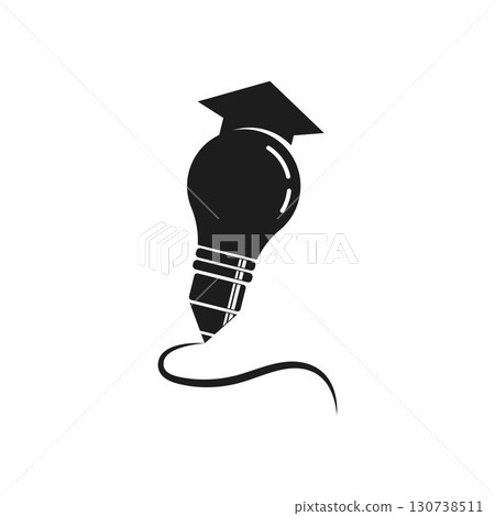 Creative idea pencil logo element with bulb lamp icon design symbol for inspiration, student study, education Creative idea pencil logo element with bulb lamp icon design symbol for inspiration, student study, education 130738511