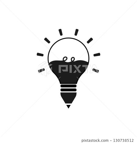 Creative idea pencil logo element with bulb lamp icon design symbol for inspiration, student study, education Creative idea pencil logo element with bulb lamp icon design symbol for inspiration, student study, education 130738512