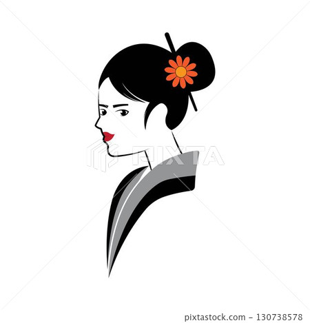 Geisha face kimono traditional style logo vector design Geisha face kimono traditional style logo vector design 130738578