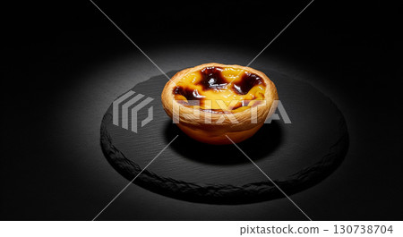 Custard Tart Highlighted with Dark Background 130738704