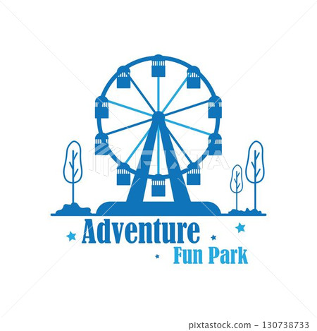 fun park in line style on a white background. Ferris wheel in fun park or funfair attraction. fun park in line style on a white background. Ferris wheel in fun park or funfair attraction. 130738733