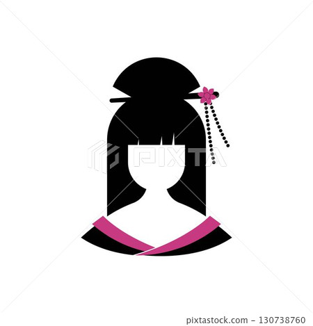 Geisha face kimono traditional style logo design 130738760