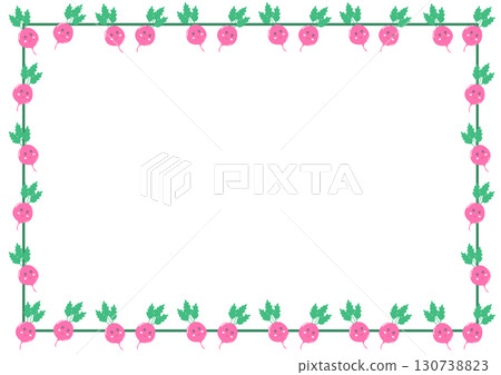 Cute beetroot with green line frame, A4 paper background Cute beetroot with green line frame, A4 paper background 130738823