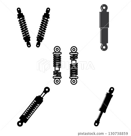 Hydraulic damper vector design. Pneumatic cylinder logo vector 130738859