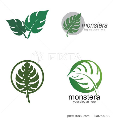 Monstera leaf logo vector design 130738929