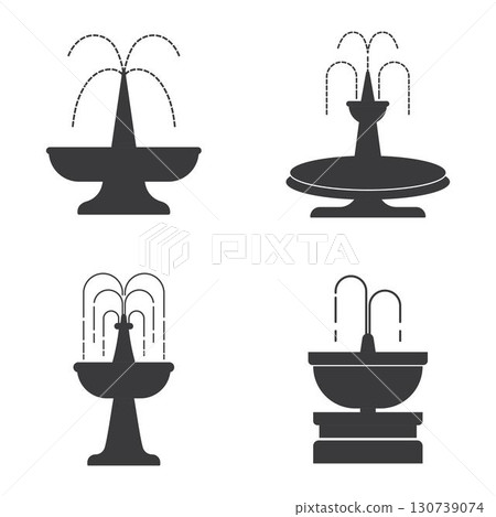 City fountain line icon vector flat design 130739074