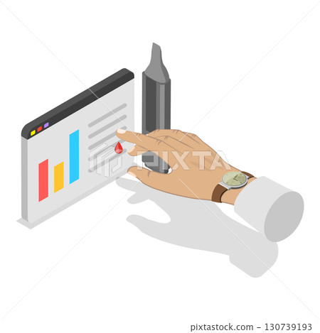 3D Isometric Flat Vector Illustration of Diabetes Management , Monitoring Blood Sugar Level. Item 2 130739193
