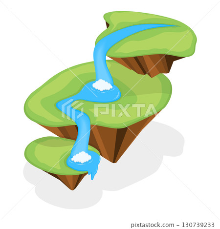 3D Isometric Flat Vector Illustration of Flying Islands, Floating Islands In The Sky. Item 2 130739233