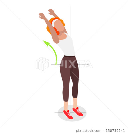3D Isometric Flat Vector Illustration of Spine Movements, Movement and Action for Spinae Muscles Health. Item 4 130739241