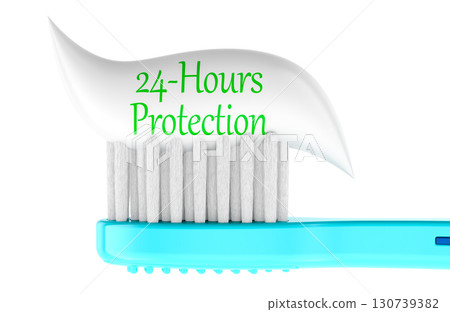 24-hours protection toothpaste. 3D rendering 130739382