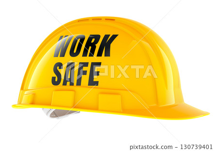 Work Safe, hard hat. 3D rendering Work Safe, hard hat. 3D rendering 130739401
