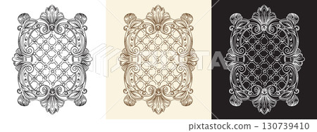 Hand drawing design element openwork lattice set illustration 130739410