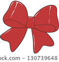 Festive red ribbon, perfect for Christmas holiday decorations and gift wrapping. 130739648