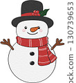 Cute snowman design with scarf and hat, perfect for winter and Christmas holiday decorations. 130739653