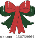 Festive red and green ribbon, perfect for Christmas holiday decorations and gift wrapping. 130739664