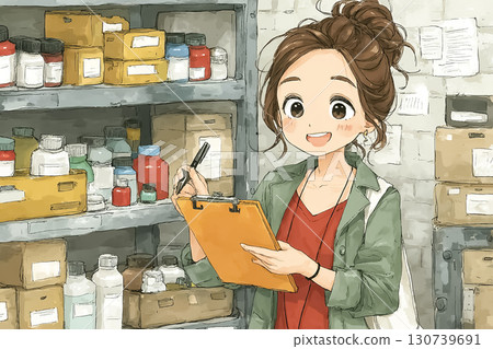 Miyu Series: Miyu sorts medicines at a pharmaceutical company's distribution warehouse 130739691