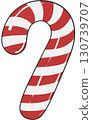 Red and white candy cane, a festive holiday treat perfect for Christmas celebrations and designs. 130739707