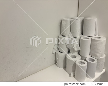 Toilet paper pile 130739848