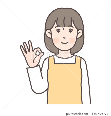 家庭主婦給 OK sign_yellow 家庭主婦給 OK sign_yellow 130739977