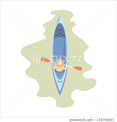 Kayak on a lake. Extreme water activity. Flat vector illustration isolated on white background. Kayak boat vector cartoon illustration isolated on a white background. Kayak boats. Kayak on a lake. Extreme water activity. Flat vector illustration isolated on white background. Kayak boat vector cartoon illustration isolated on a white background. Kayak boats. 130740021