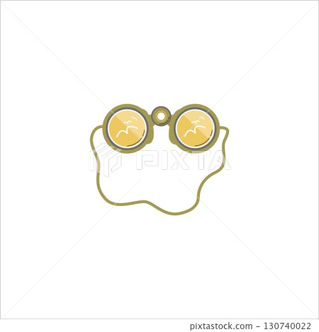 Binoculars and bird watching. Binocular field glasses. Vector illustration can be used for topics like travel, tourism, nautical shipping. Summer Adventures. Binoculars and bird watching. Binocular field glasses. Vector illustration can be used for topics like travel, tourism, nautical shipping. Summer Adventures. 130740022