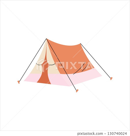 Tent. Camping tent. Tourist camping travel tent equipment. Tent for tourism and hiking activities vector illustration. Camping Tent vector illustration. Tent in pink, orange. Tent. Camping tent. Tourist camping travel tent equipment. Tent for tourism and hiking activities vector illustration. Camping Tent vector illustration. Tent in pink, orange. 130740024