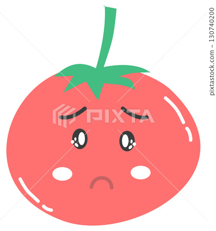 cute minimal tomato cartoon with sad face 130740200