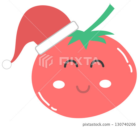cute minimal tomato cartoon with Christmas hat cute minimal tomato cartoon with Christmas hat 130740206