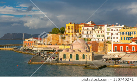 Chania Venetian Harbor Greece waterfront view Chania Venetian Harbor Greece waterfront view 130740271