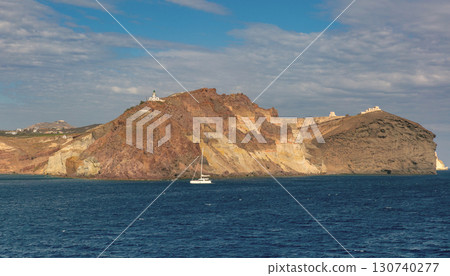Cape Columbo Santorini Greece coastal cliffs 130740277