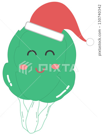 cute and minimal Chinese cabbage with Christmas hat cute and minimal Chinese cabbage with Christmas hat 130740342
