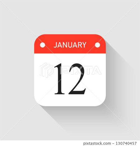 Vector icon page day calendar - 12 January month 130740457