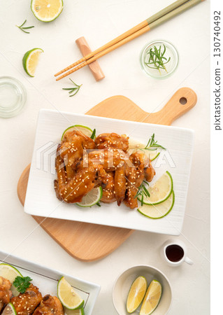 雞翅 檸檬 蜜汁 照燒 烤肉 Teriyaki chicken wing 蜂蜜漬けチキンウィング 130740492