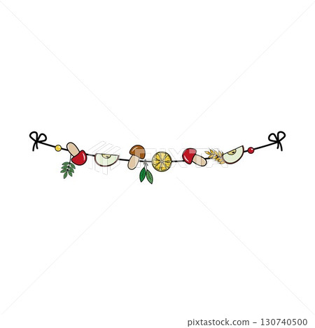 Autumn garland with mushrooms and berries 130740500