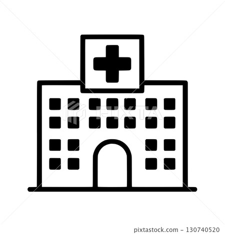 hospital icon on black and white concept hospital icon on black and white concept 130740520