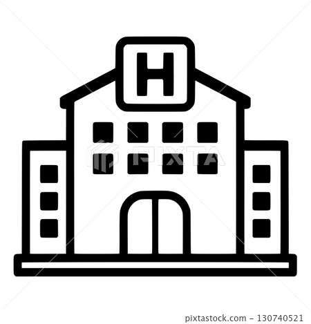 hospital icon on black and white concept hospital icon on black and white concept 130740521