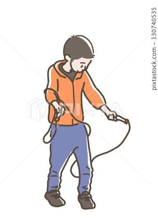Illustration of a boy skipping rope Illustration of a boy skipping rope 130740535