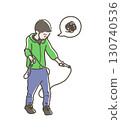 Illustration of a boy skipping rope 130740536
